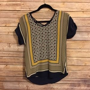 LUCKY BRAND 100% Silk Short Sleeve Top